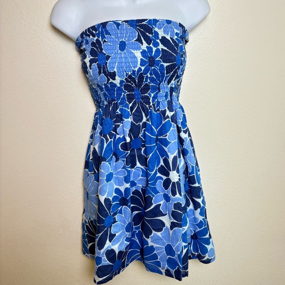 Faithful The Brand Smocked Top Mini Dress Blue